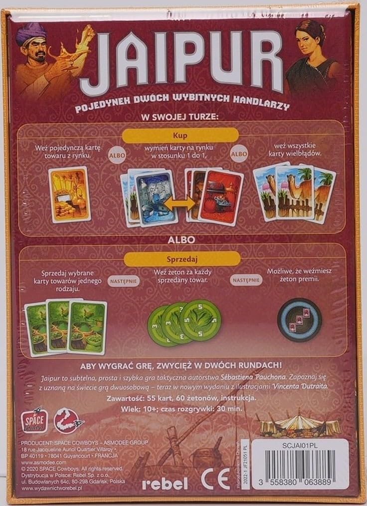 Asmodee Rebel Jaipur (New Edition) Board Game Card Game for 2 Players Age 10+ Playing Time 30+ Minutes