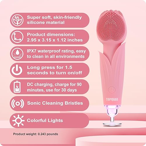 Miniatura 2 de Cepillo de limpieza facial sónico, recargable impermeable exfoliante removedor de maquillaje masaje, instrumento de limpieza eléctrica, lavado