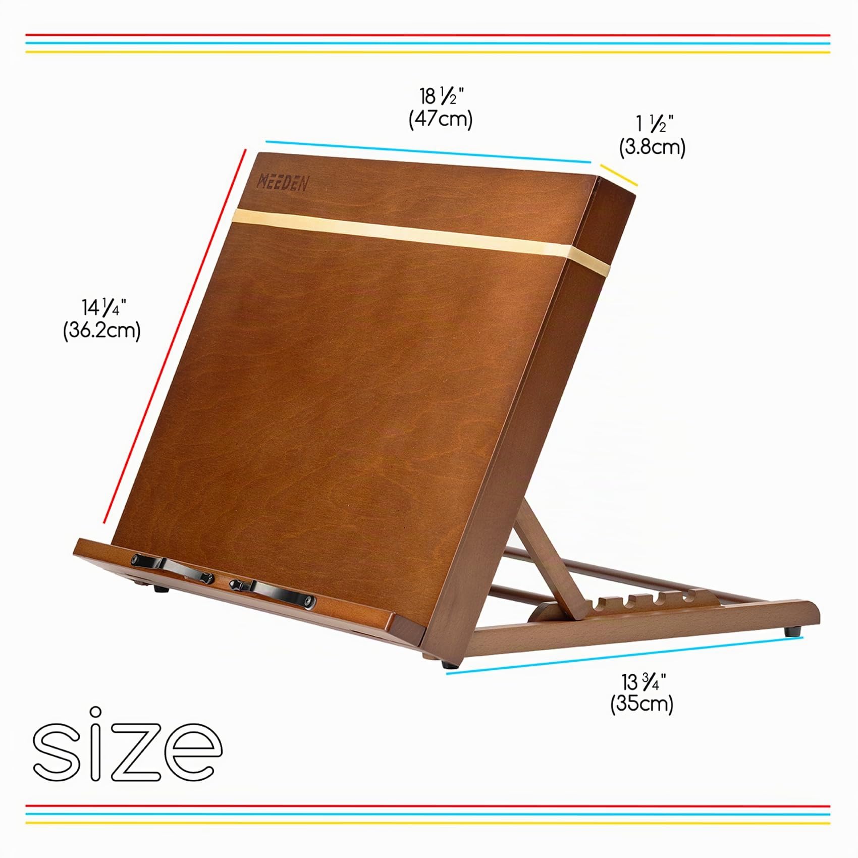 MEEDEN PRO Staffelei Tisch, 29 x 42 cm Staffelei Holz mit Leseständer, Neigungswinkel Verstellbar Buchenholz Tischstaffelei Zeichenbrett für Einsteiger & Hobbykünstler, zum Skizzieren, Bleistift