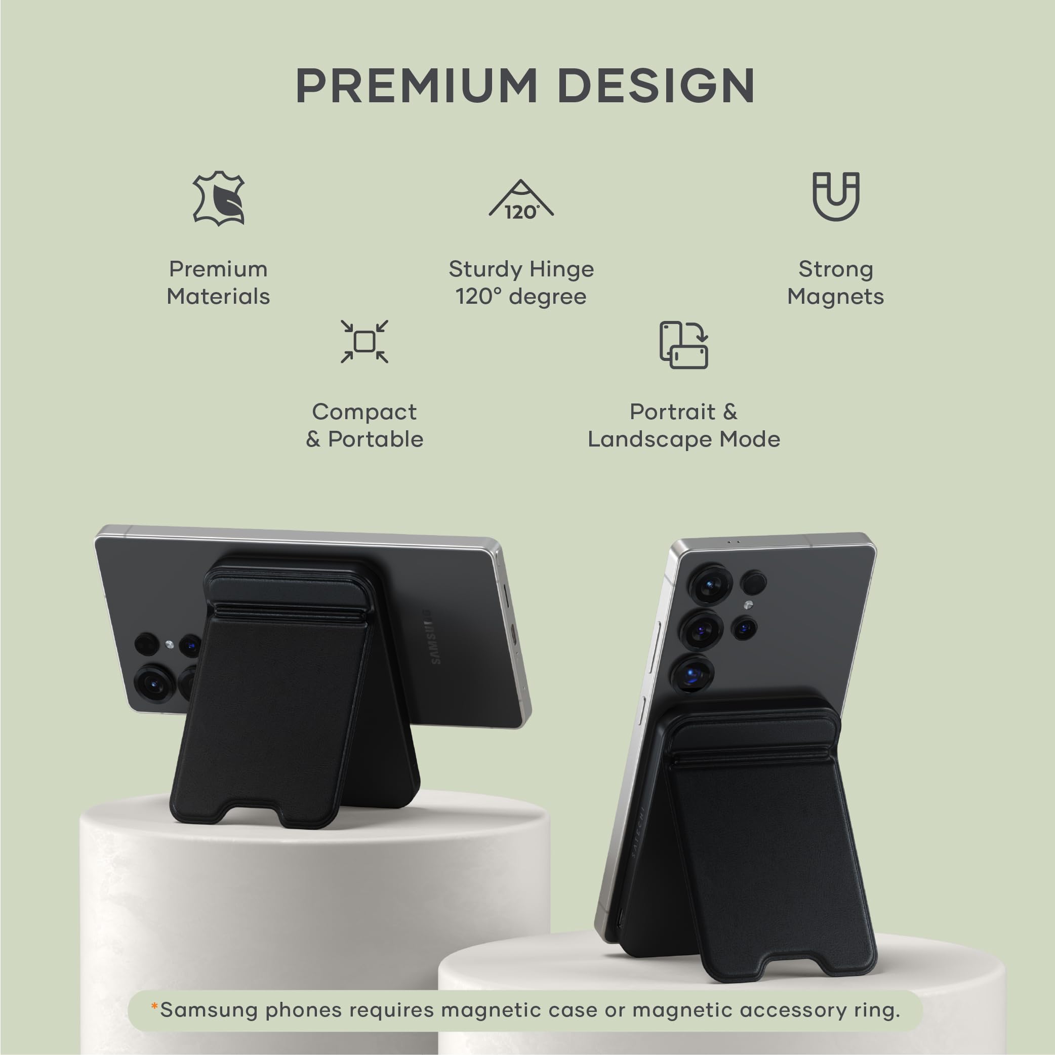 SATECHI powerbank Qi2 OntheGo™ 5 000 mAh z podstawką, czarny | Magnetyczne szybkie ładowanie 15 W, kompaktowa konstrukcja, do modeli iPhone’a 12–17 i zgodnych urządzeń z Androidem