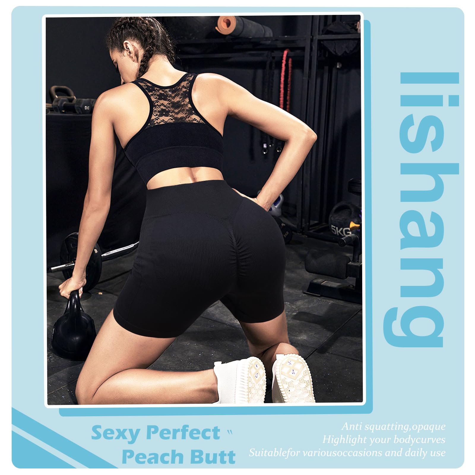 Lishang Leggins Deportivos Mujer Push Up Cintura Alta Sin Costuras Yoga Fitness Running