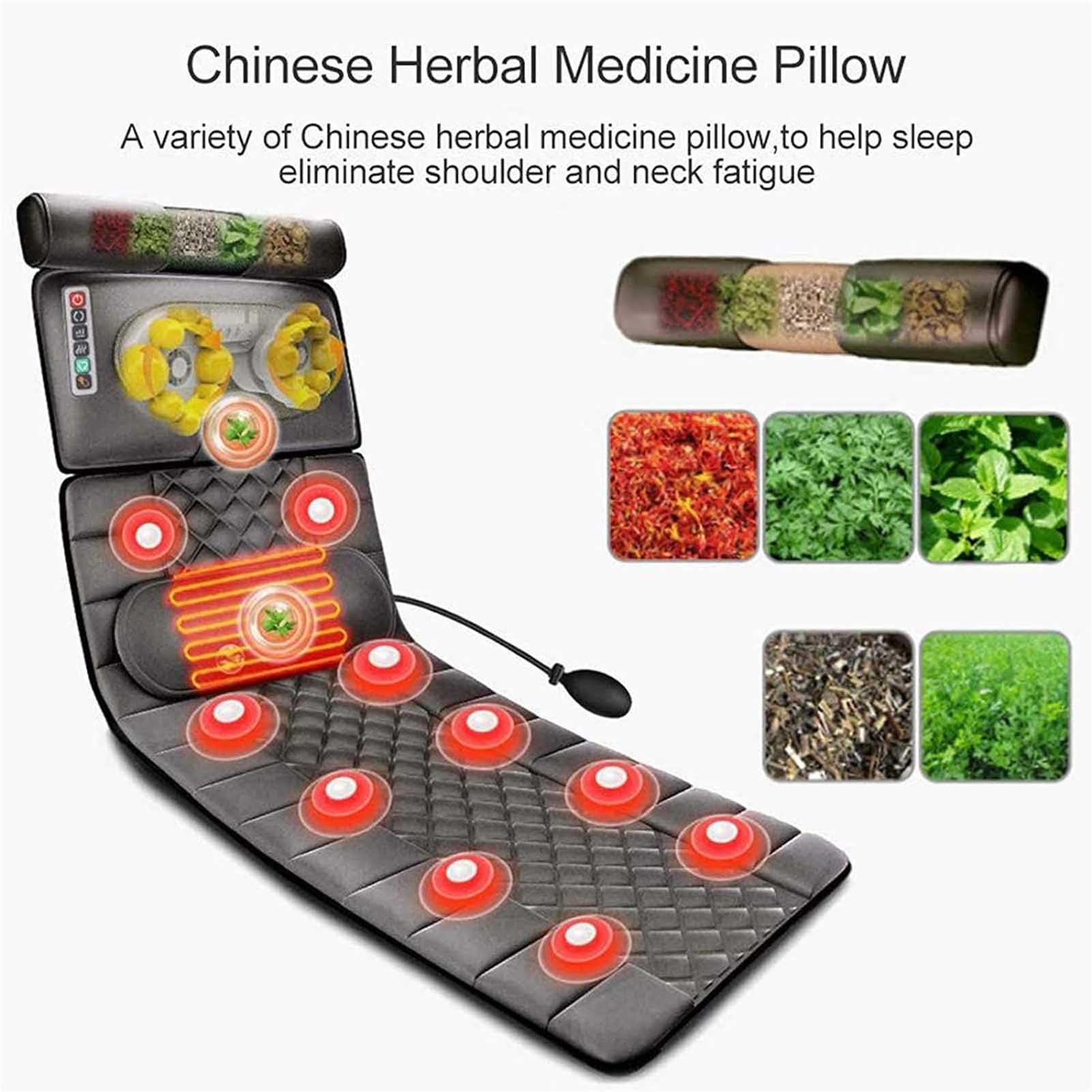 Colchoneta de masaje de cuerpo completo con calor, 10 motores que vibran masajeador de espalda completa, relajación muscular lumbar lumbar, almacenamiento plegable Aprendido extensivamente