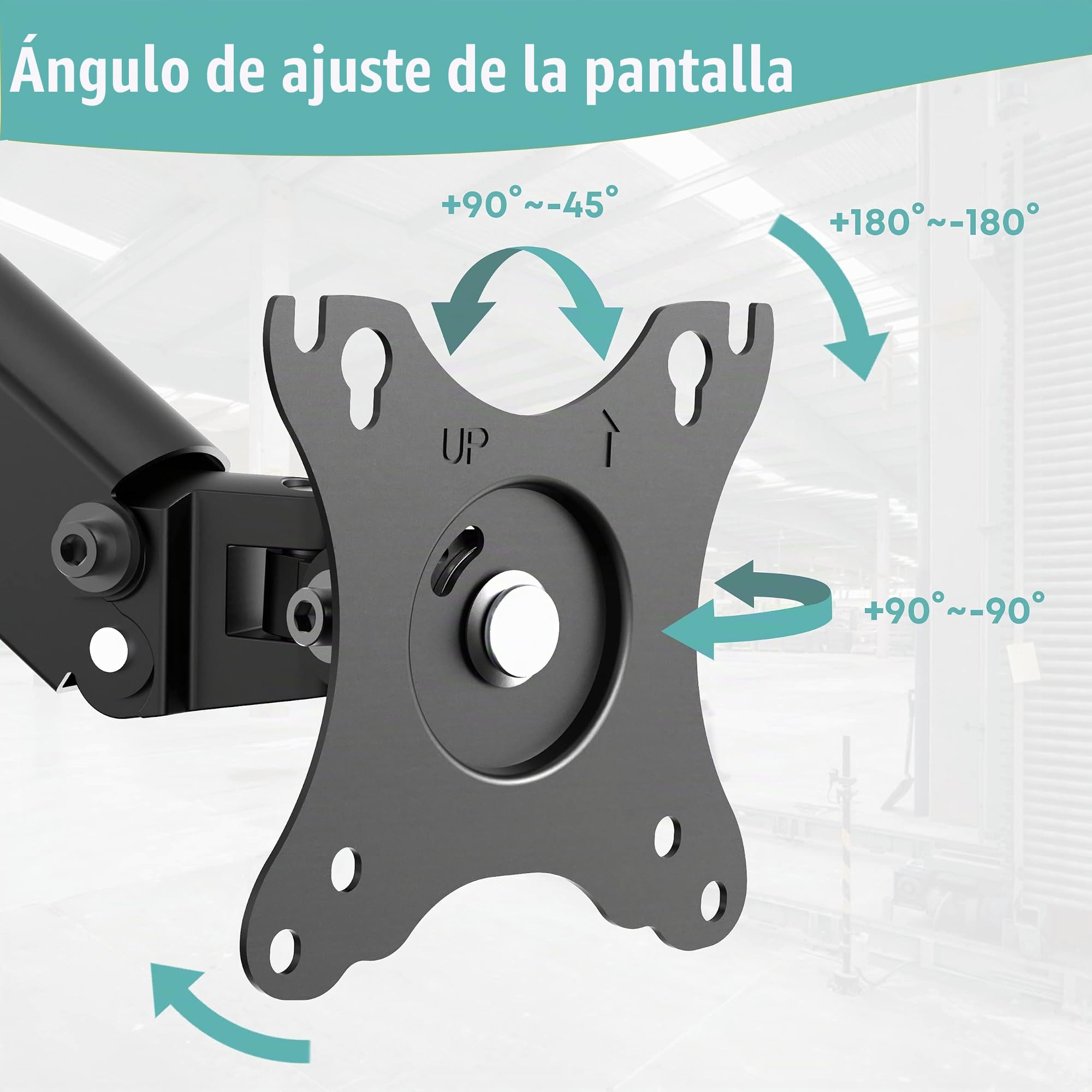 WORLDLIFT Brazo monitor montaje poste altura ajustable 17-27 pulgadas resorte mecánico VESA 75x75 100x100 7 kg