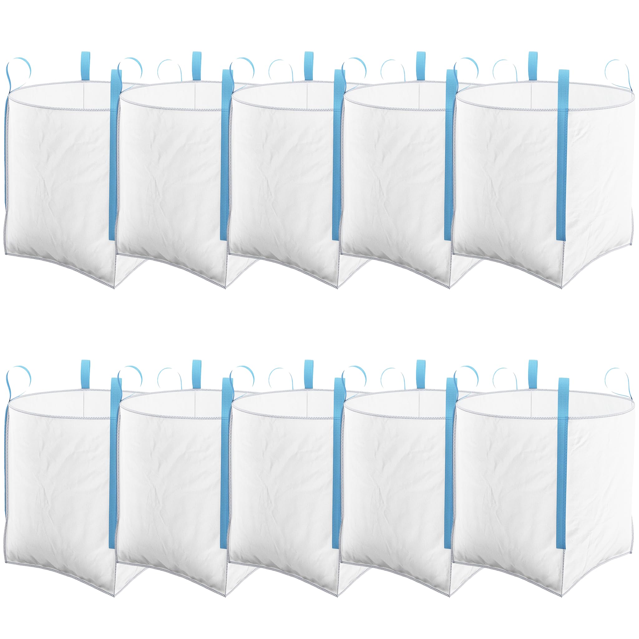 10 Pack FIBC 1 Tonne Builders Bulk Bag 85cm x 85cm x 85cm - Garden Building Waste Jumbo Ton Heavy Duty White Sack 10 Pcs