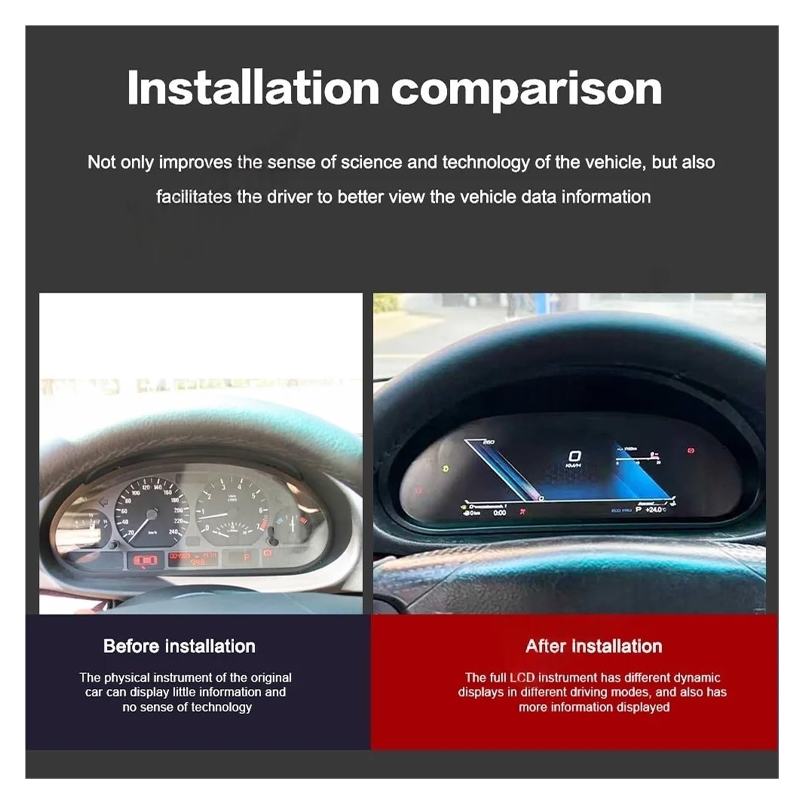2026 12,3'' personalizzato compatibile con lo strumento LCD BMW E46,94-04, cluster digitale, tachimetro, contagiri della capsula spaziale, strumento intelligente