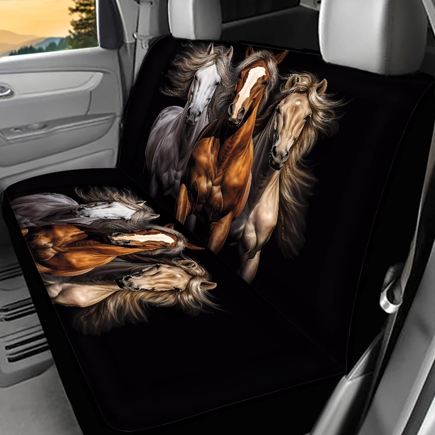 Horse Car Seat Covers for Back Seat Stretchy Seat Cushion Cover Auto Accessories Universal Fit for Most Cars, SUV, Van, Truck, Sedan