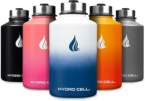 Miniatura 117 de HYDRO CELL Botella de agua aislada de acero inoxidable con pajilla, para bebidas frías y calientes, frasco de vacío de metal con tapa de rosca y