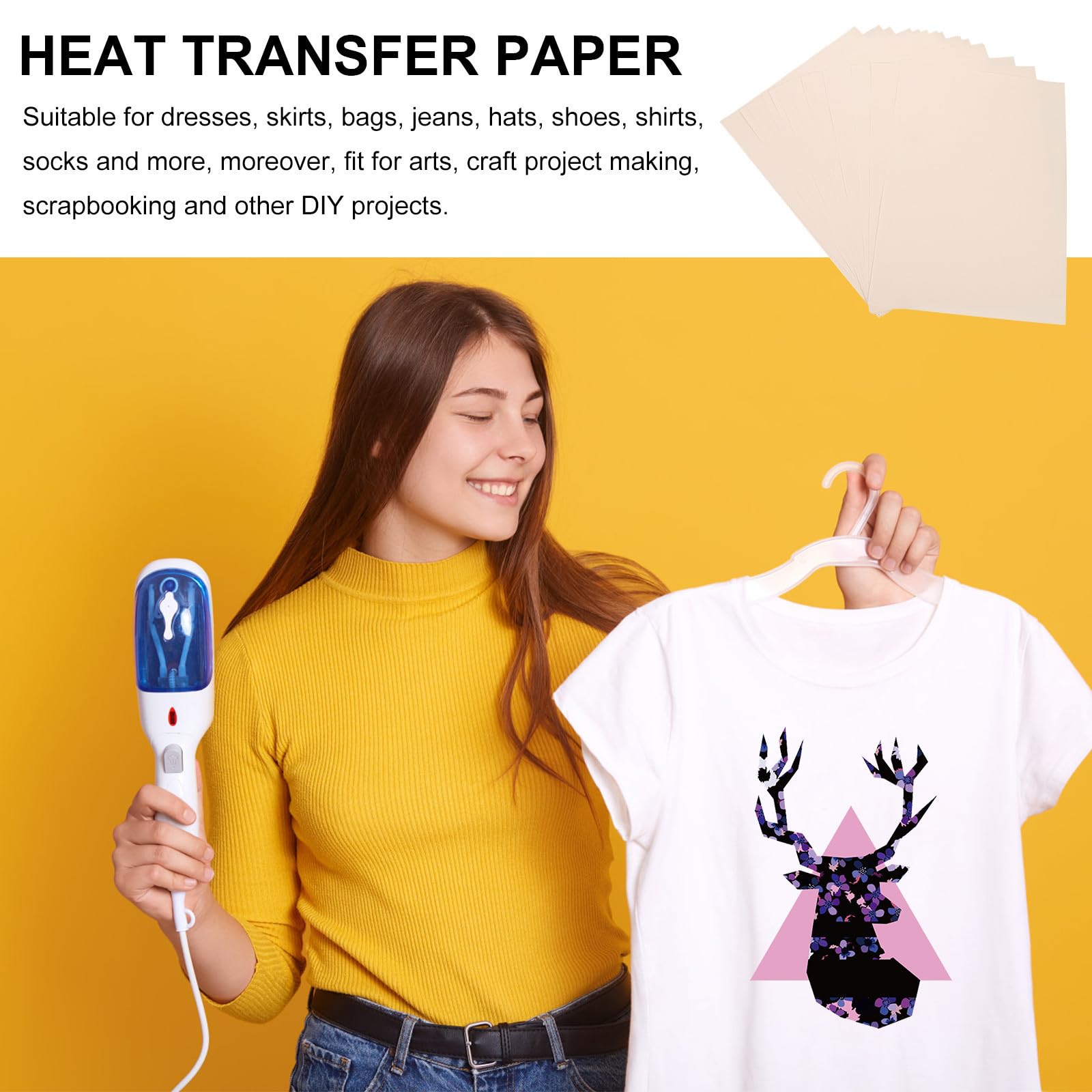 Papier transfert sublimation beige 100 feuilles en papier, transfert photos pour aluminium et métal, personnaliser sacs et tissus, impression rapide textile
