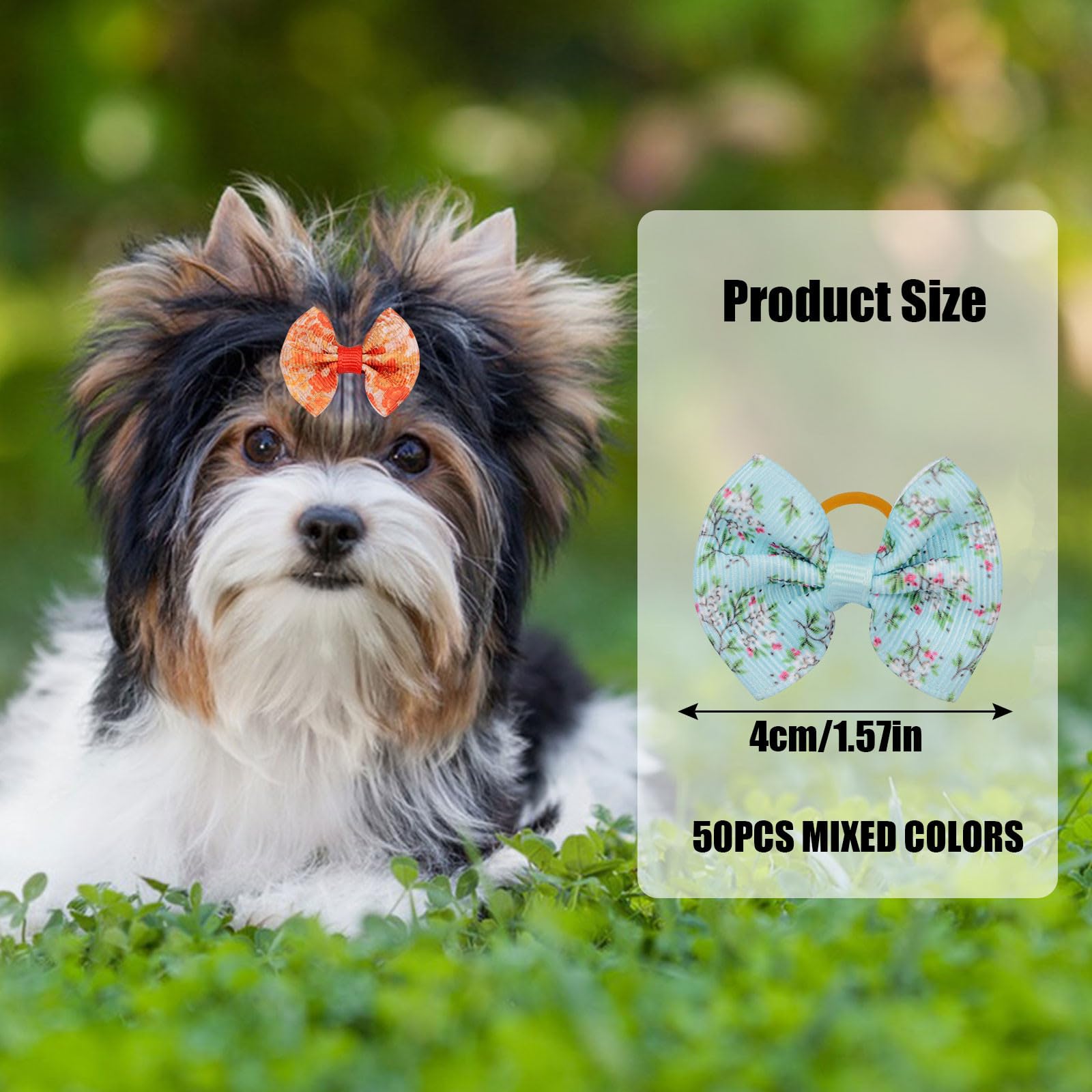 Dog Hair Bows, 45Pcs Mixed Colors Dog Hair Bows with Elastic Rubber Bands - Image 2