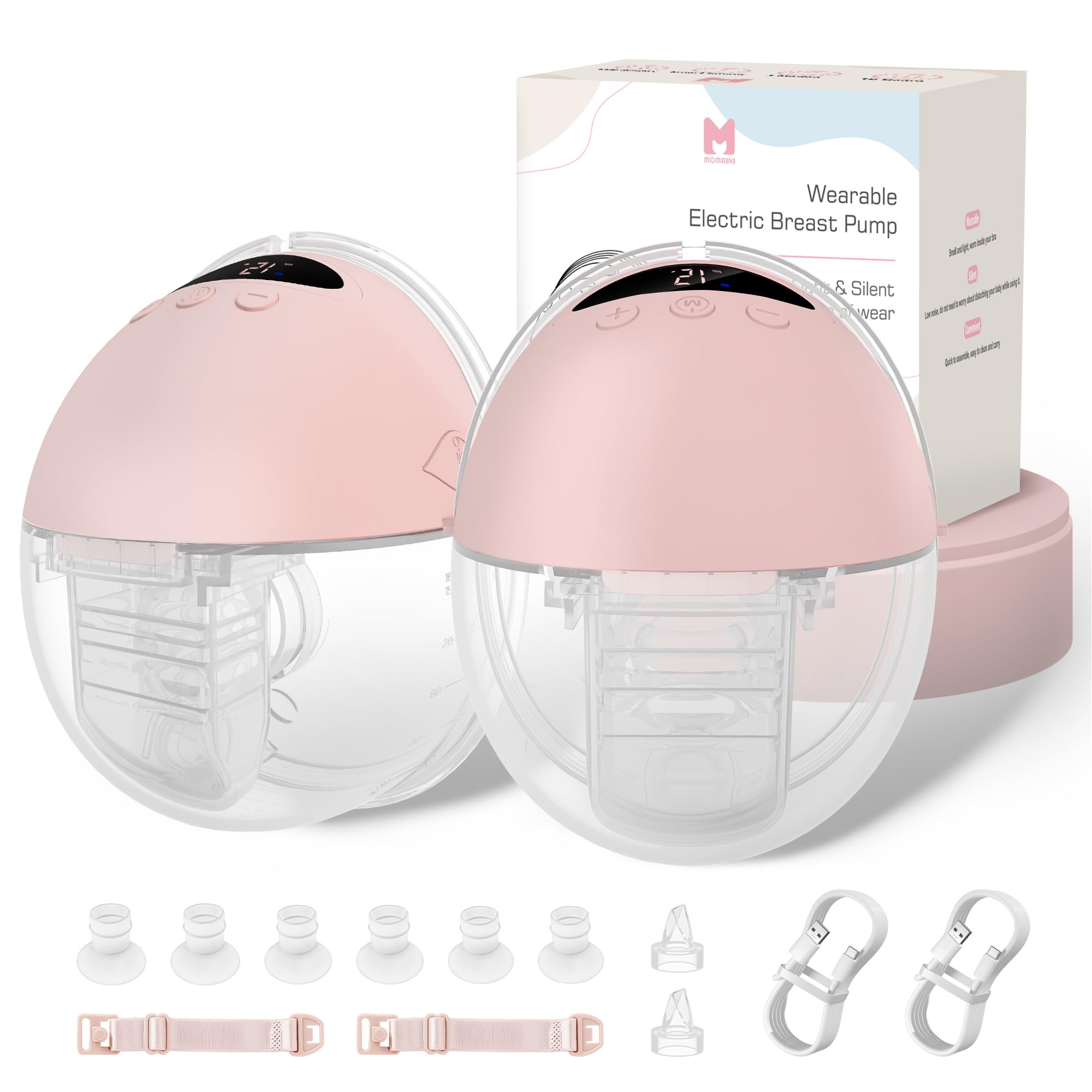 Milchpumpe Elektrisch Handsfree, Tragbare Milchpumpe Freihändig & Leise, 4 Modi und 12 Saugstufen, Wiederaufladbare Elektrische Milchpumpe mit 19/21/24 mm Flansch