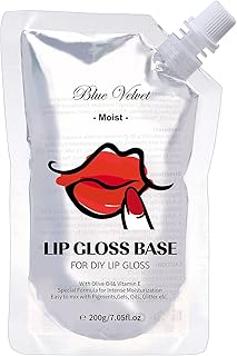 Blue Velvet Lip Gloss Base 7.05 Oz Clear Lip Gloss Non-Stick Moisturizing Versagel Lip Gloss Base Gel With Vitamin E And Olive Oil Lip Gloss Supplies For Diy Handmade Lip Balms Lip Plumper (Moist)