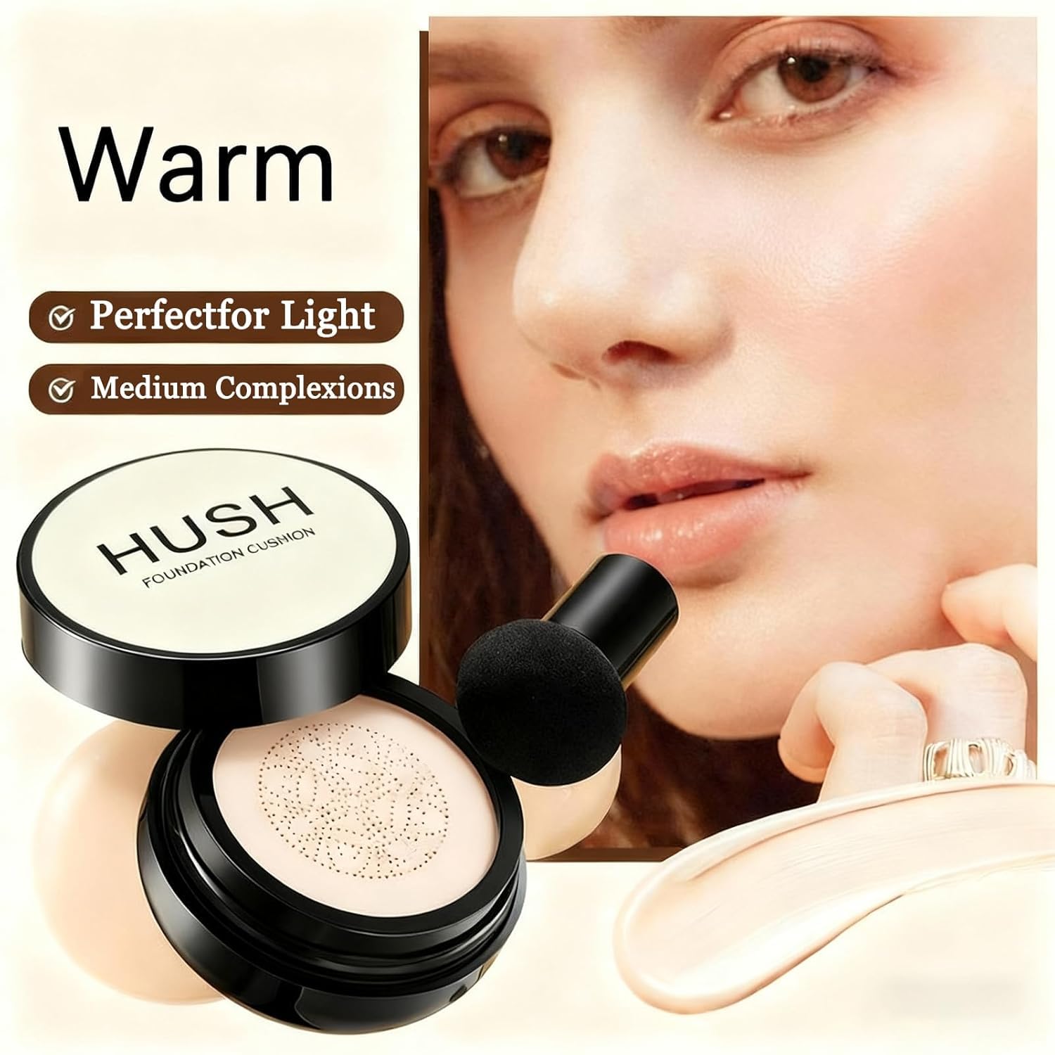 Mushroom Head Cushion CC Cream Foundation, Warm Golden Full Coverage