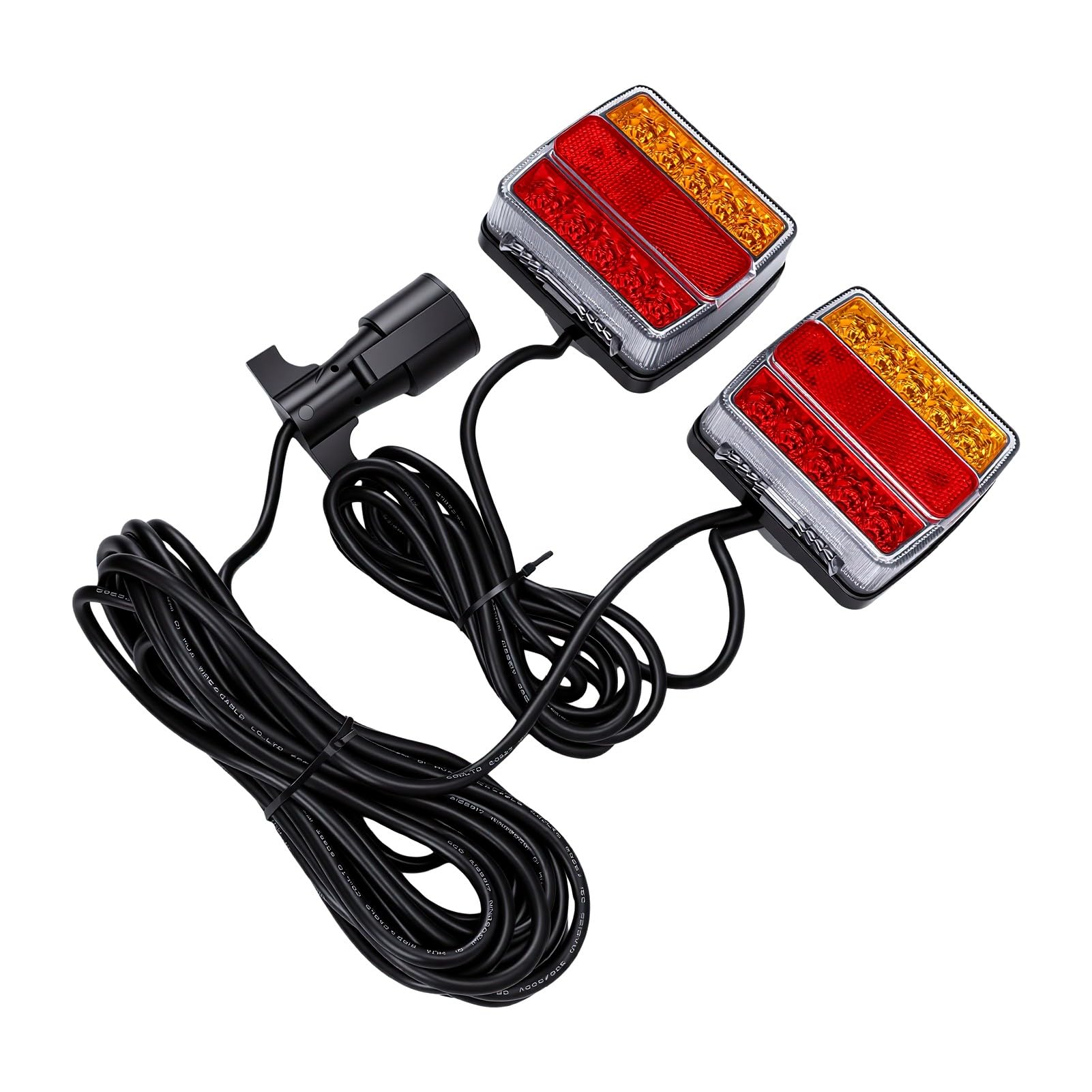 aqxreight Zestaw Magnetycznych świateł LED do Holowania Przyczepy, Kabel 24FT, 7-pinowa Wtyczka