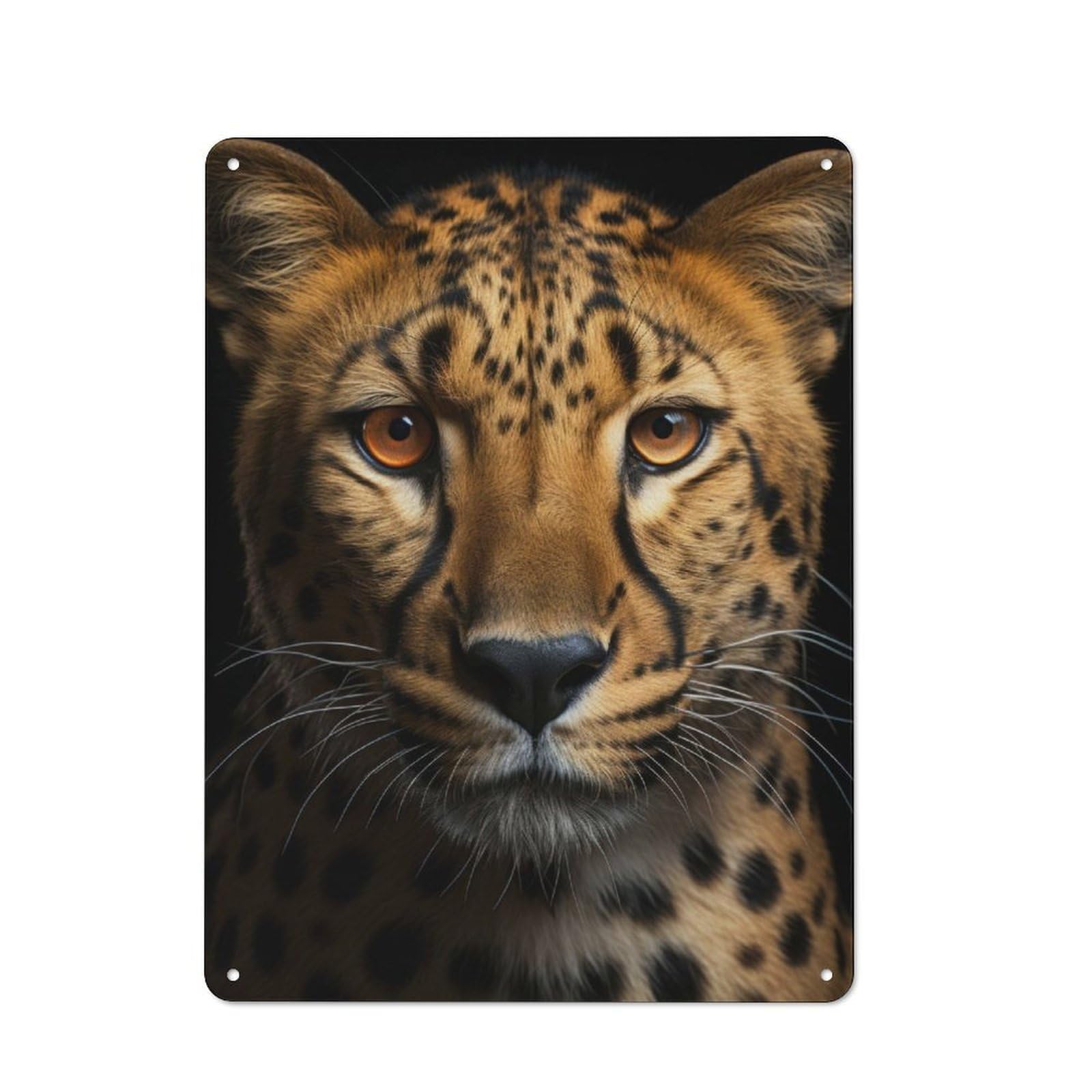 Junmoney Cool Cheetah Portrait Rustic Tin Wall Plaque 40X30cm For Café Or Restaurant, For Kitchen, Dining Room And Home Bar Wall Decor