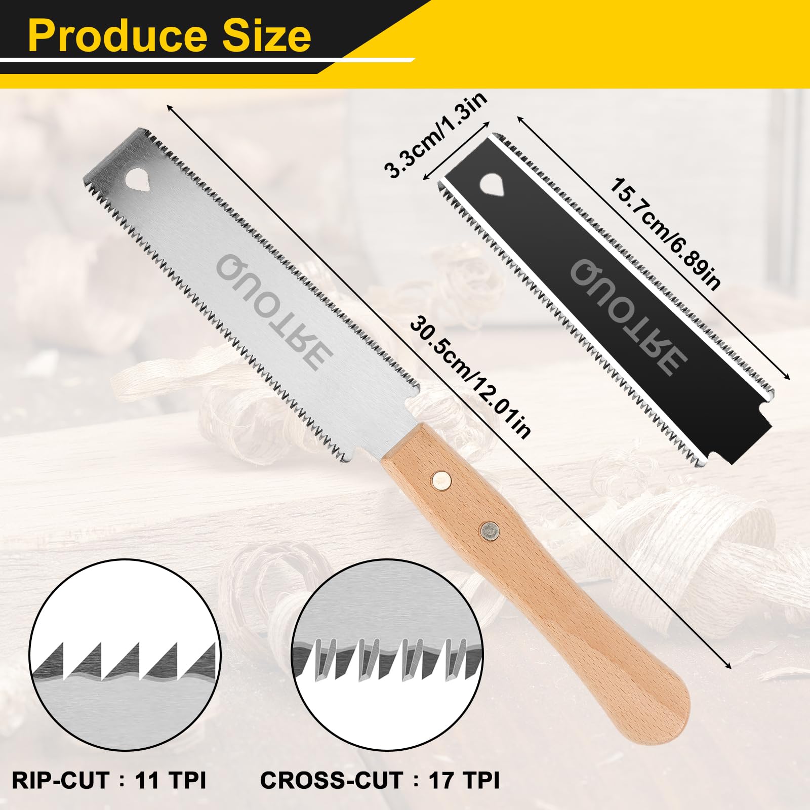 2Pcs Sega Giapponese per Legno, 30,5 cm Sega Manuale per la Lavorazione del Legno TPI 11/17 Sega a Tirare,per Tasselli per Giardino Potatura, Artigianato, Bambù, Fai da te
