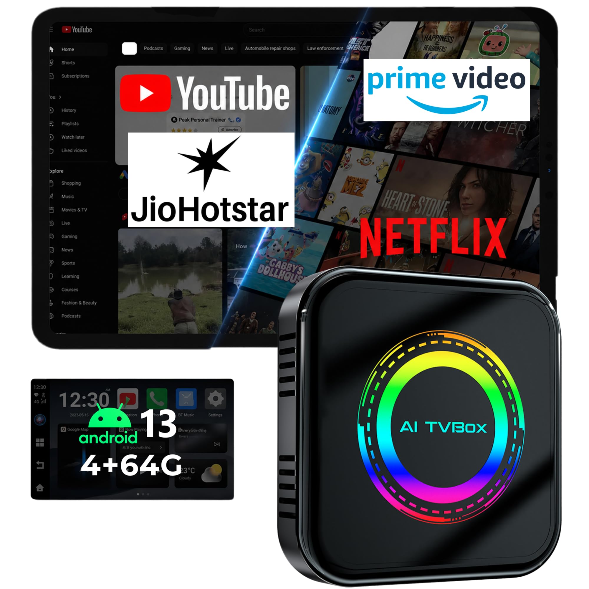 Carlizem Prime CarPlay & Android Auto Adapter, Stream YouTube, Netflix, JioHotstar on Car Screen, Converts Wired to Wireless, Qualcomm Octacore Snapdragon, Built-in GPS, 4G SIM Slot, 4GB + 64GB-image-10