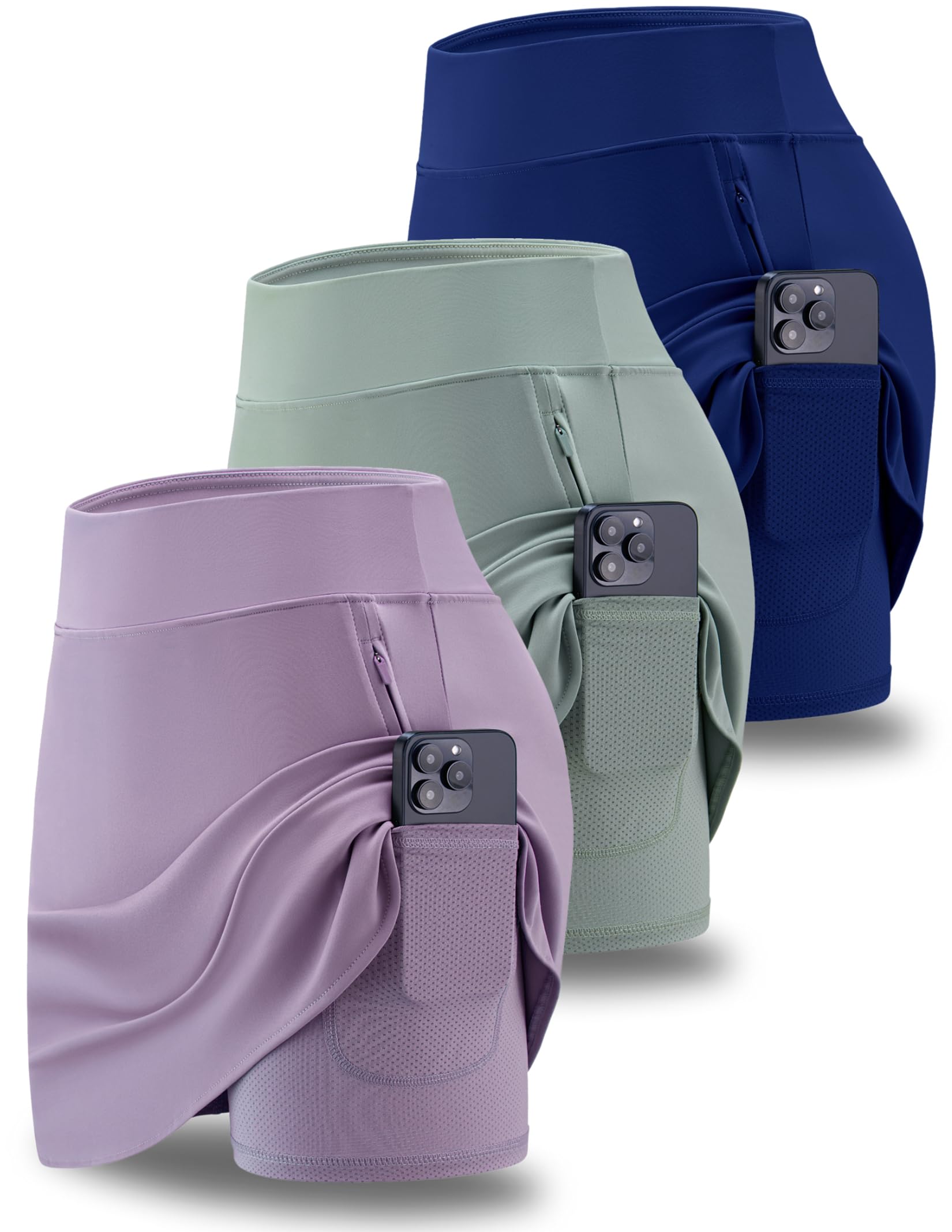 3 Pack Womens Active Skorts