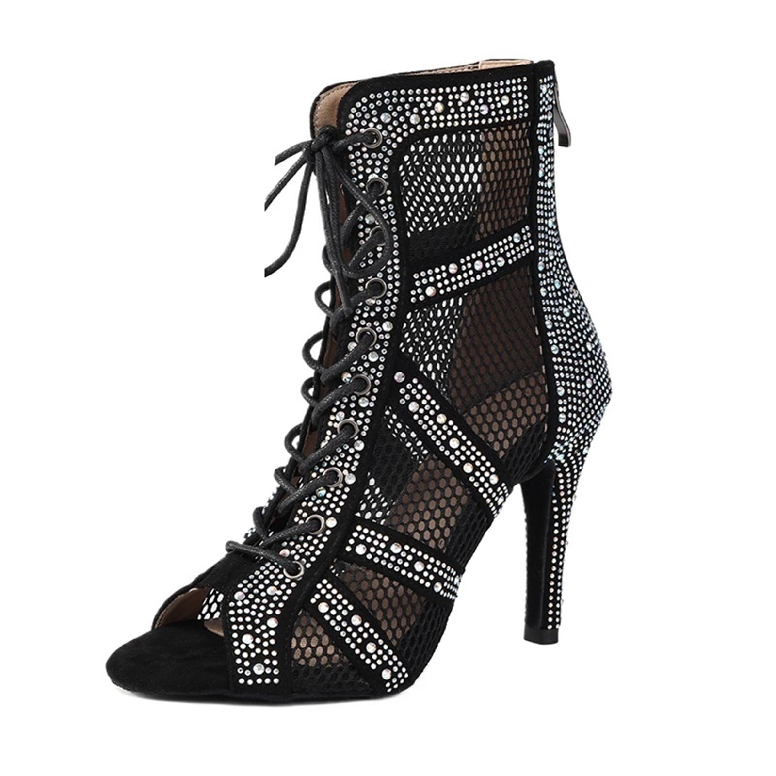 Lateinische Tanzschuhe für Frauen Frauen Tanzschuhe Ballsaal Salsa Party Social Latin Dance Booties for Frauen/Damen Stiletto Heels(Black,7CM_34)