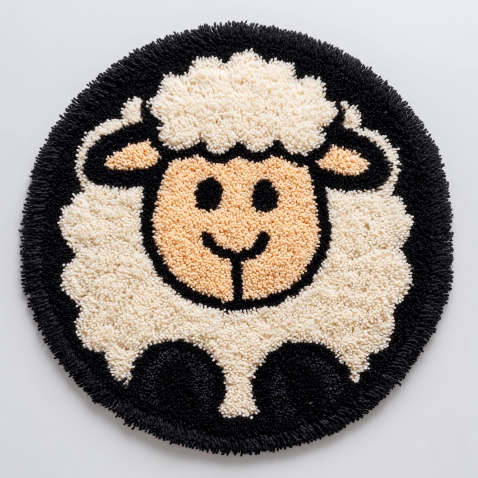 WallustrioaW Latch Hook Rug Kit,Cartoon Sheep,Carpet Crochet Yarn Kits for Adults,Latch Hook Kits for Adults Colorful Pattern Printed Canvas,50x50cm