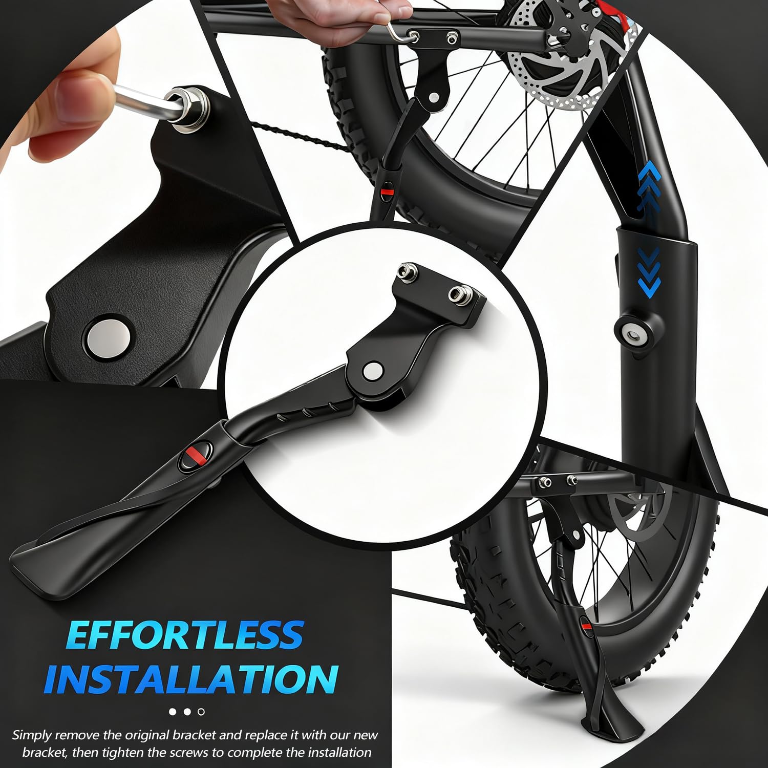 E Bike - Soporte lateral ajustable CNC para bicicleta eléctrica Ridstar Q20