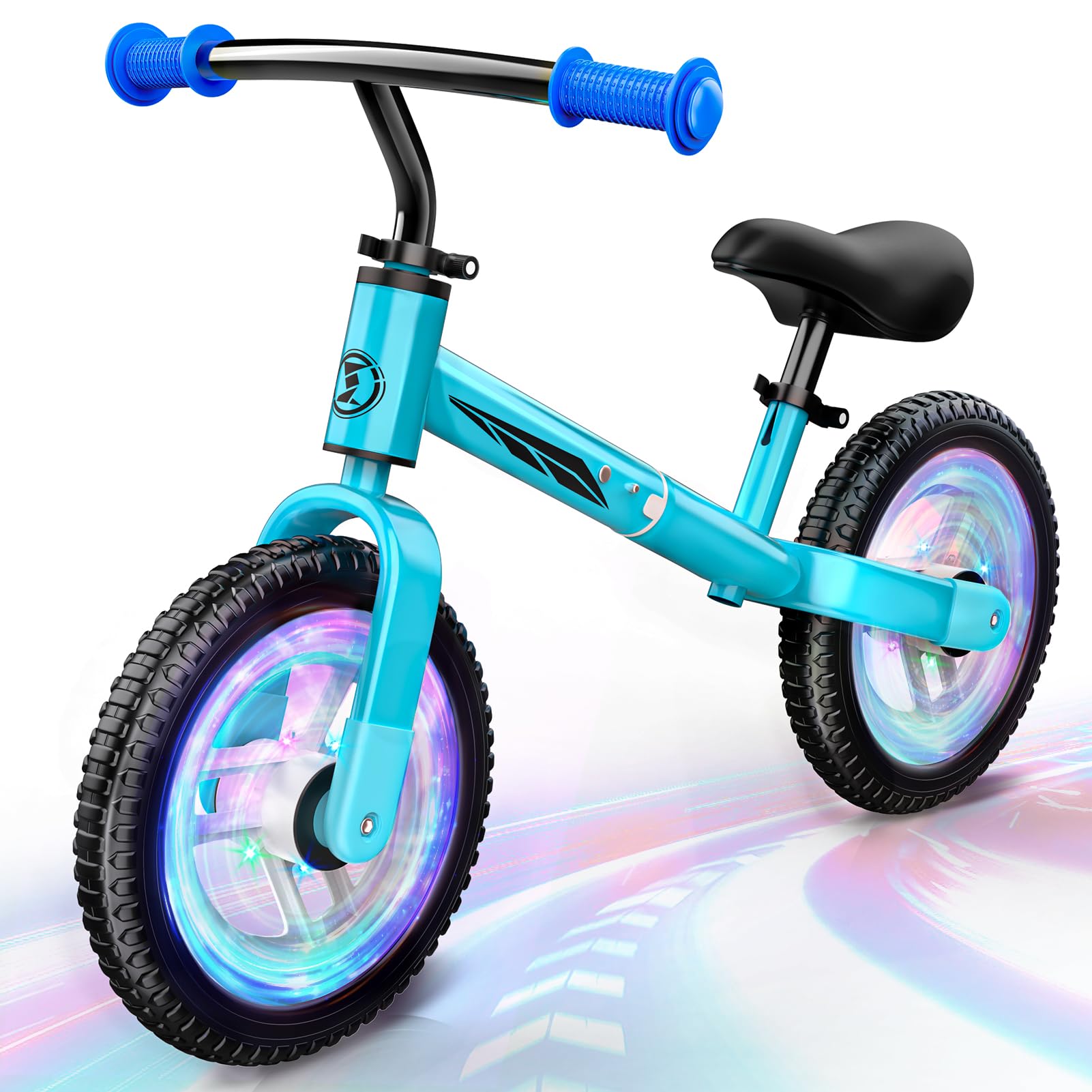 Dromlag 360° Rotatable Handlebar 12 Inch Colorful Lighting Wheels Kids Balance Bike 2-6 Year Old for Toys and Gifts