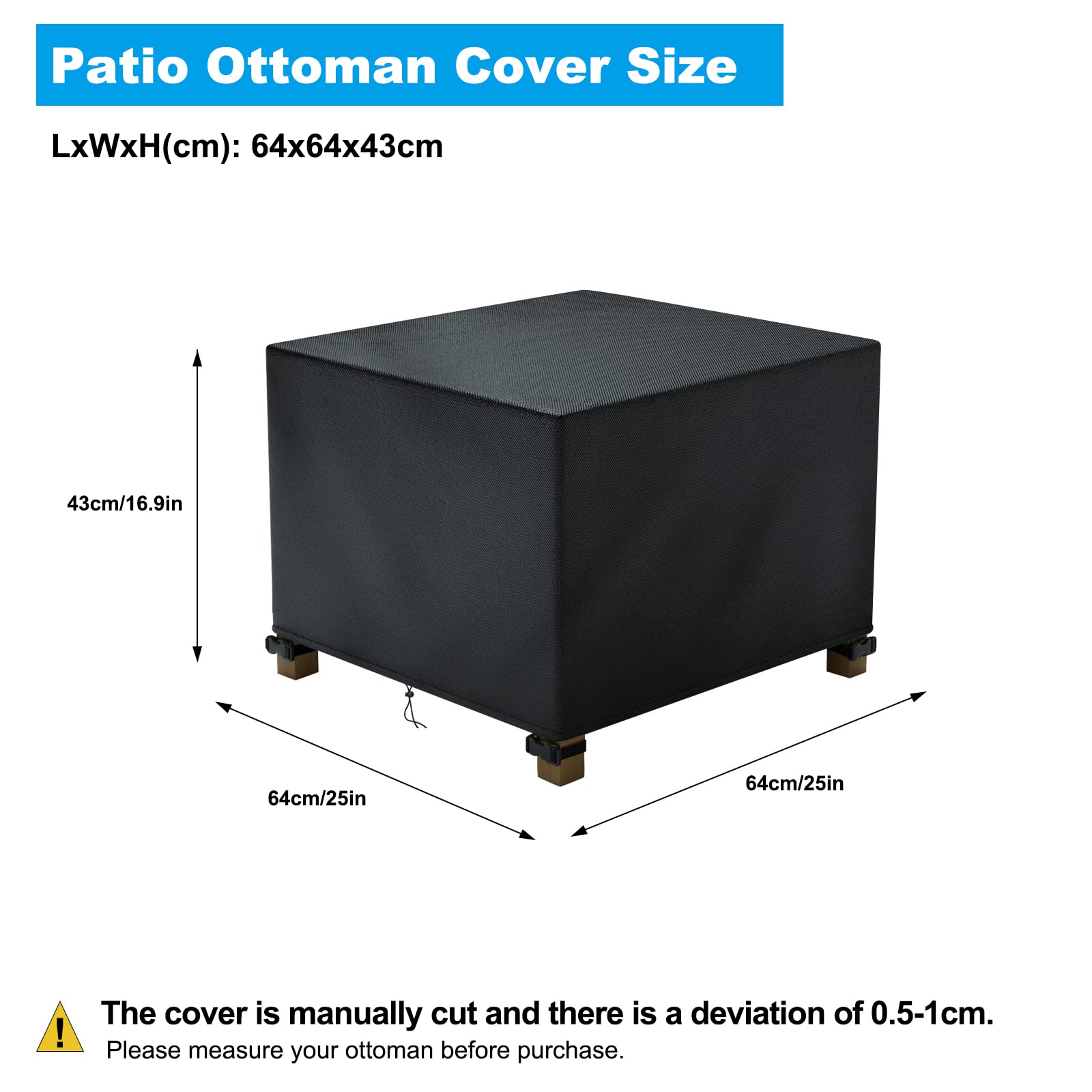 Housse De Protection Table Basse Carrée Oxford 600D Imperméable 87 X 61 X 43 Cm - Meubles Extérieur