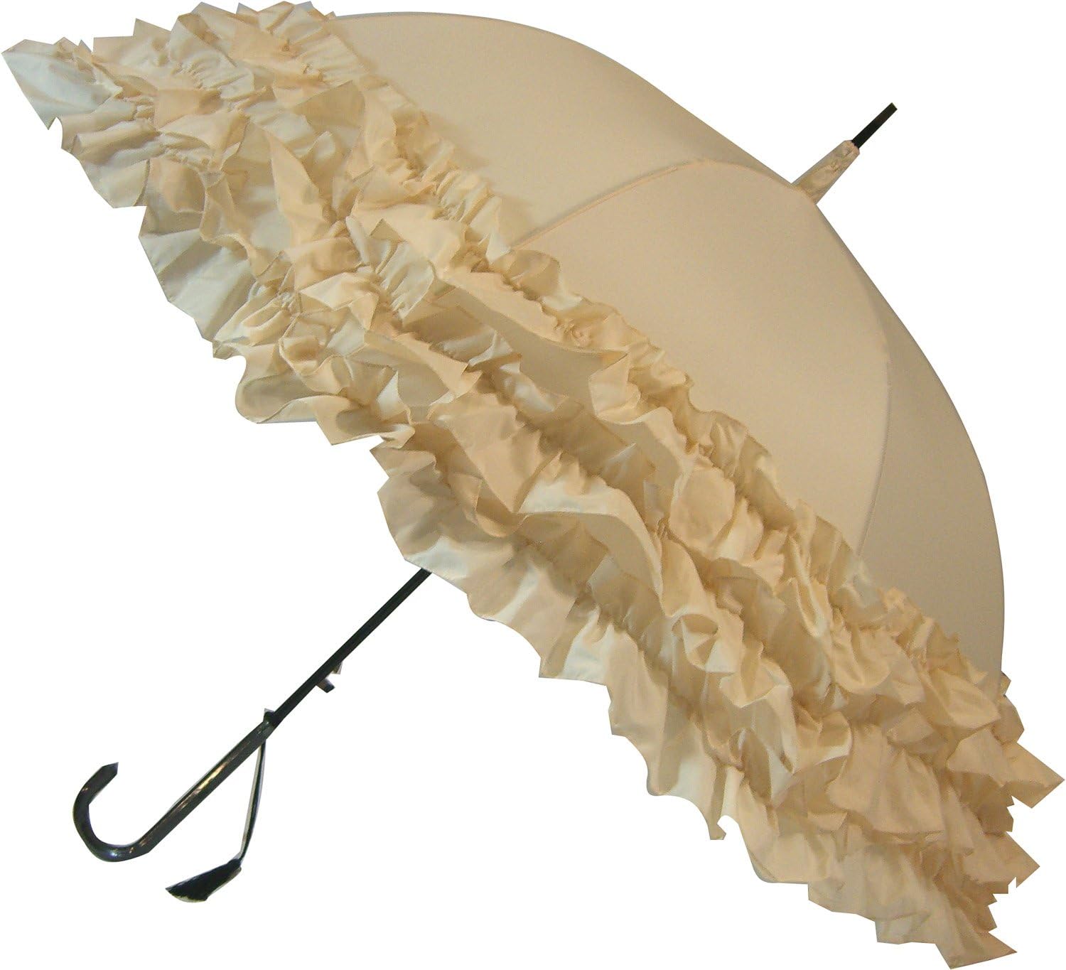 Blooming Brollies Boutique Triple Frill Stick Umbrella - Beige