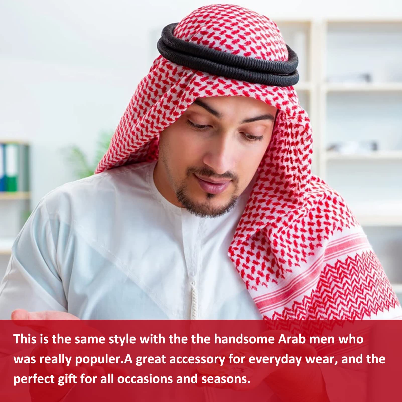VALICLUD Arabisches Kopftuch Herren 55X55 Zoll Leichter Polyester Keffiyeh Schal Traditionelle Arabische Kopfbedeckung Muslimischer Headwrap Für Ramadan Und Alltag