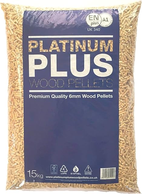 Platinum Plus Wood Pellets | Ideal for Pizza Oven, Ooni, BioLite, Hacienda, Pellet Stove and more | Pizza Oven Accessories | EnPlus A1 Certified and FSC approved | 6mm Wood Pellets | 1 x 15kg Bag
