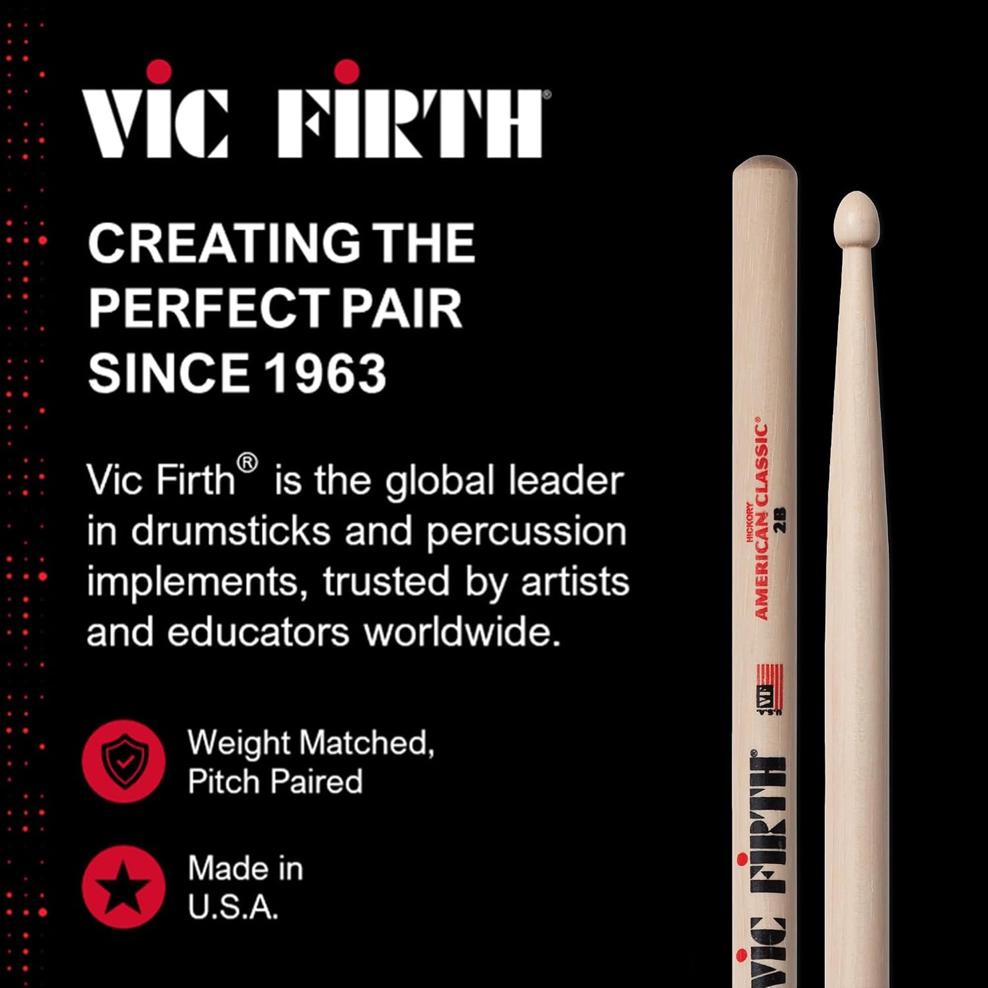 VIC FIRTH M260 pałeczki do perkusji "5A American Classic-Serie, Hickory,Wood-Tip"