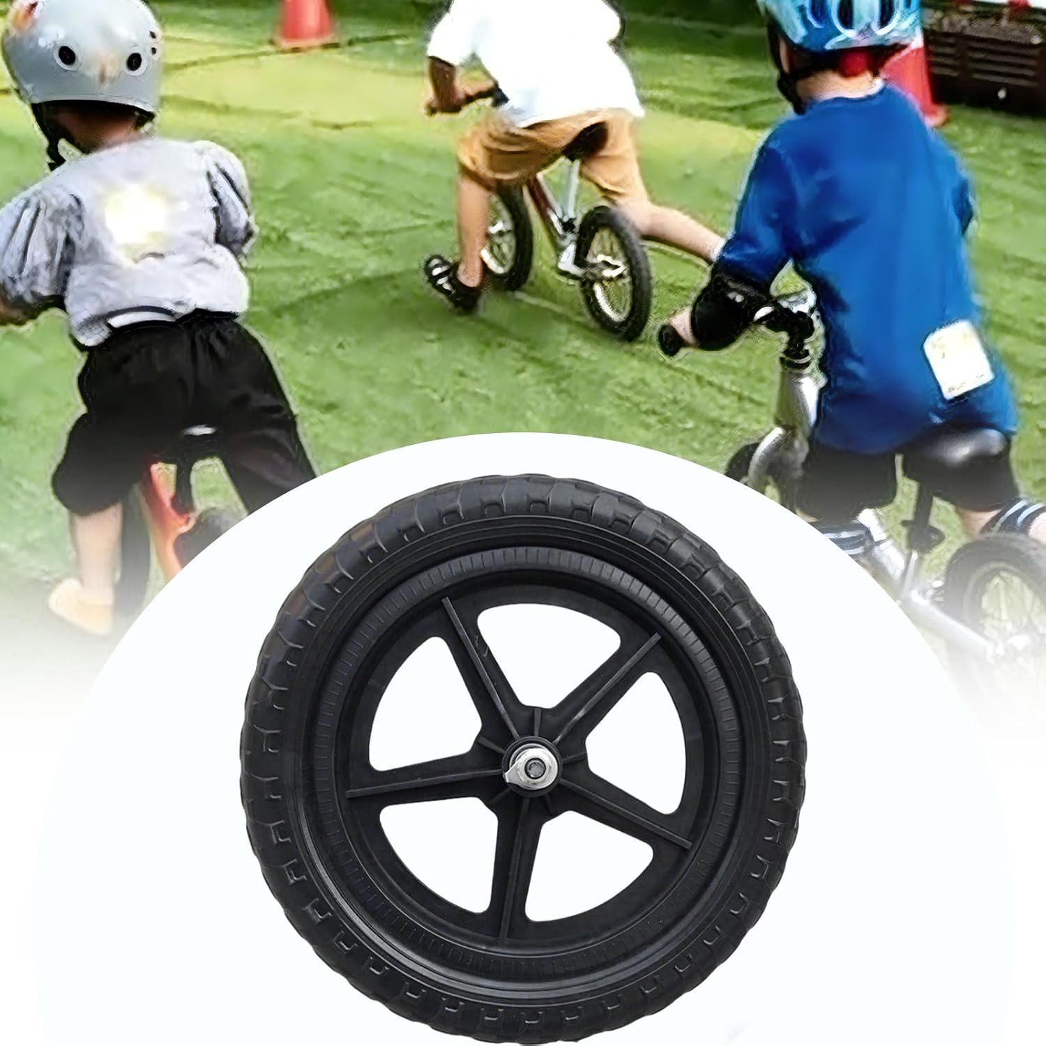 11 inch Balance Bike Replacement Wheel Compatible with Strider Non Inflatable EVA Foam Balance Bike Wheels (Black, 1PC)