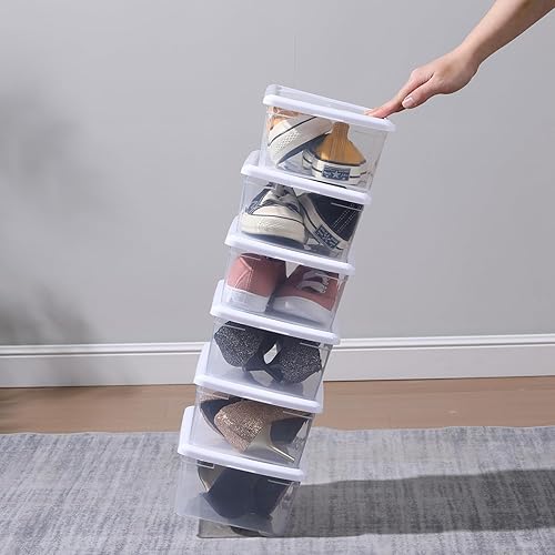 Miniatura 6 de Caja de almacenamiento con pestillo de 6 cuartos de galón, contenedores de almacenamiento de plástico transparente con tapas, apilables, 8 paquetes