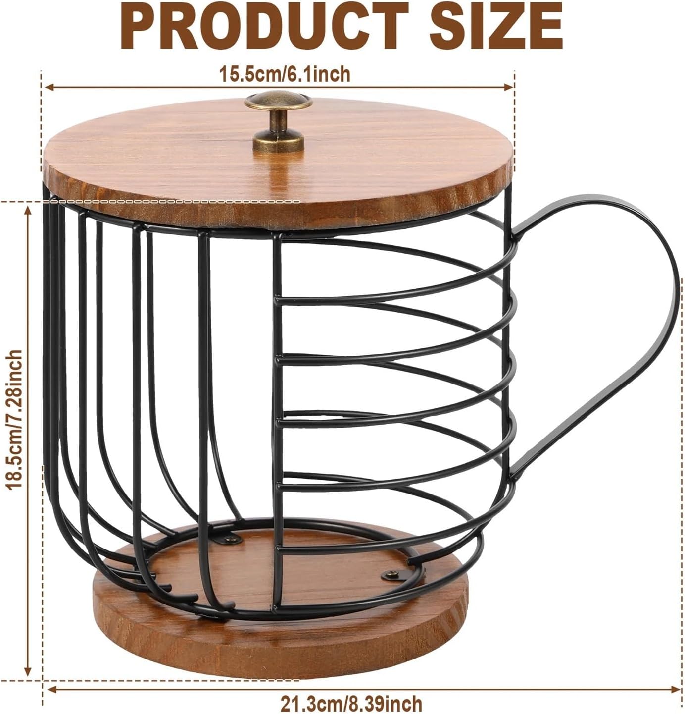 Coffee Pod Basket Coffee Capsule Storage Basket Large Capacity With Wood Base And Lid Kitchen Countertop Organizer(Black1pcs)