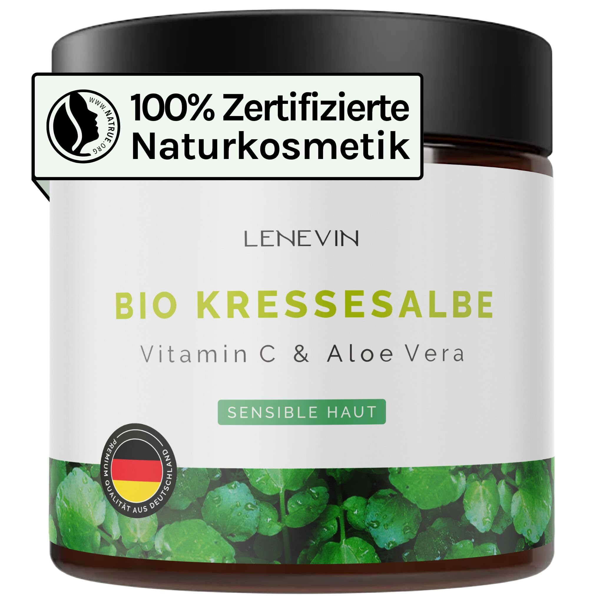 Lenevin BIO Kressesalbe gegen Altersflecken bei sensibler Haut - Creme  gegen Pigmente mit Aloe Vera Basis, Vitamin C, Granatapfel & Ingwer - Made  in Germany, vegan, tierleidfrei, nachhaltig, 100ml : Amazon.de: Kosmetik