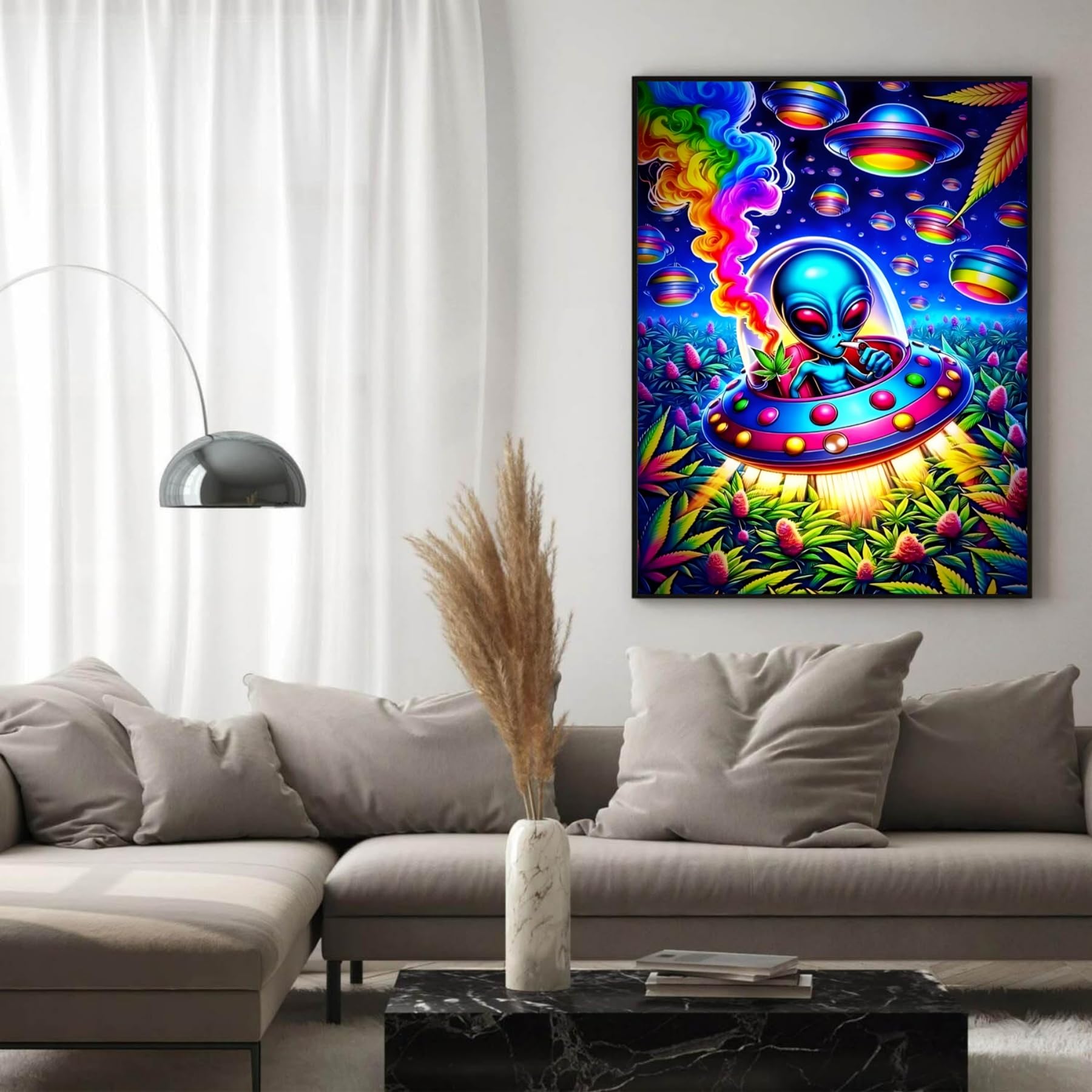 puonidwo Trippy Alien Spaceship 5D Diamond Painting Kit, Round