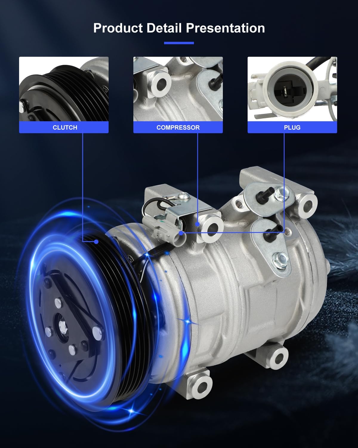 ECCPP AC Compressor Fast Cooling Fit for Toyota Sienna 3.3L 2004 2005 2006 Air Conditioning Compressor