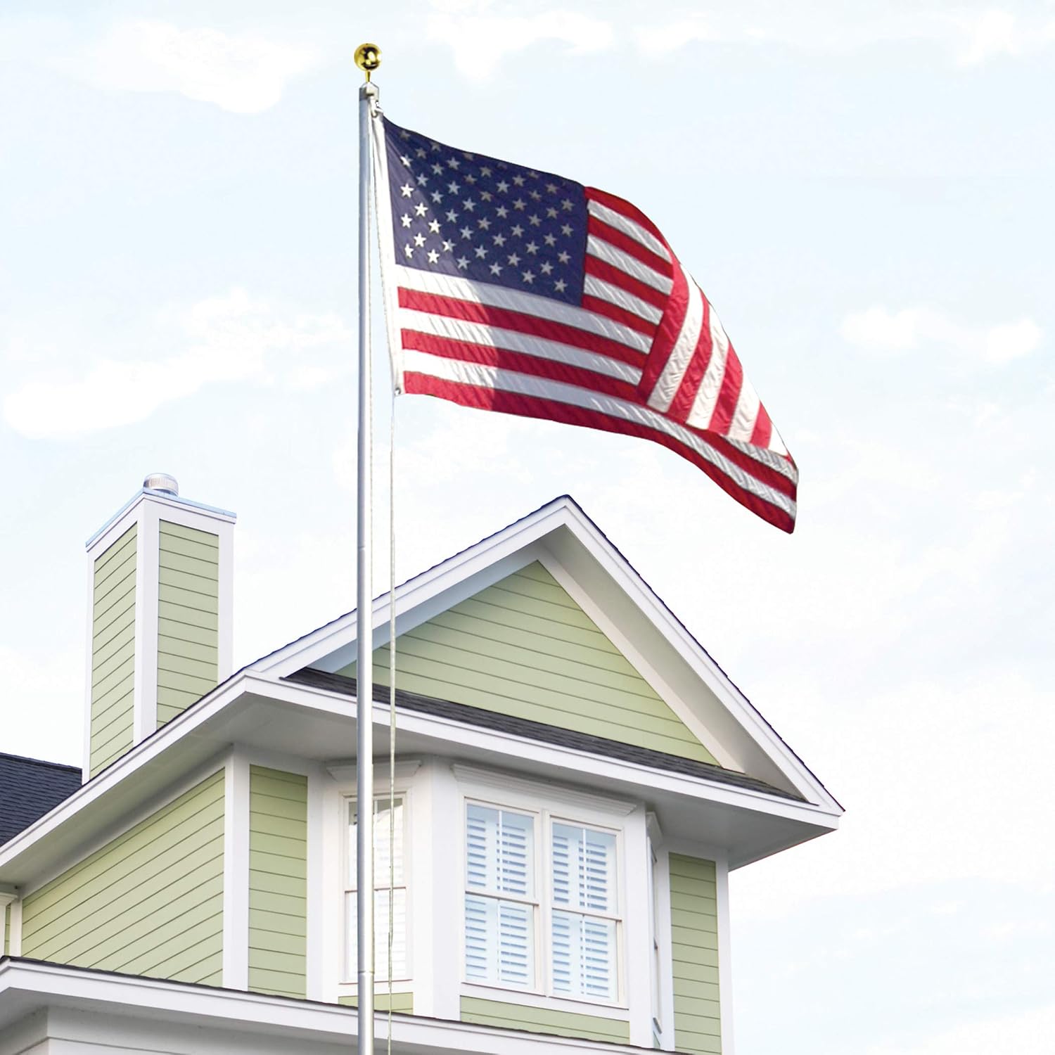 American Flag Kit – Perma-Nyl Nylon Flag 100% Made in the USA - 3' x 5' ft Flag with 20ft Aluminum Pole - Sturdy, Durable and Patriotic - Great for Gardens and Homes - Valley Forge Flag