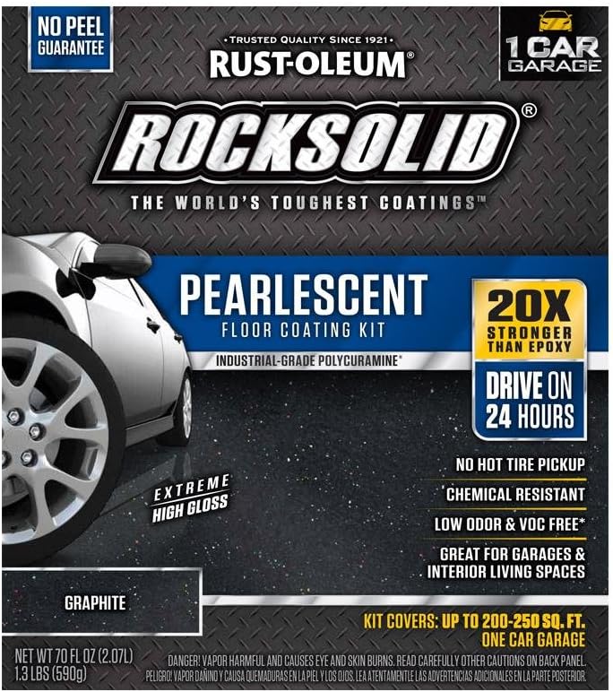 306328 RockSolid Pearlescent 1 Car Garage Floor Coating Kit, Smoky Blue