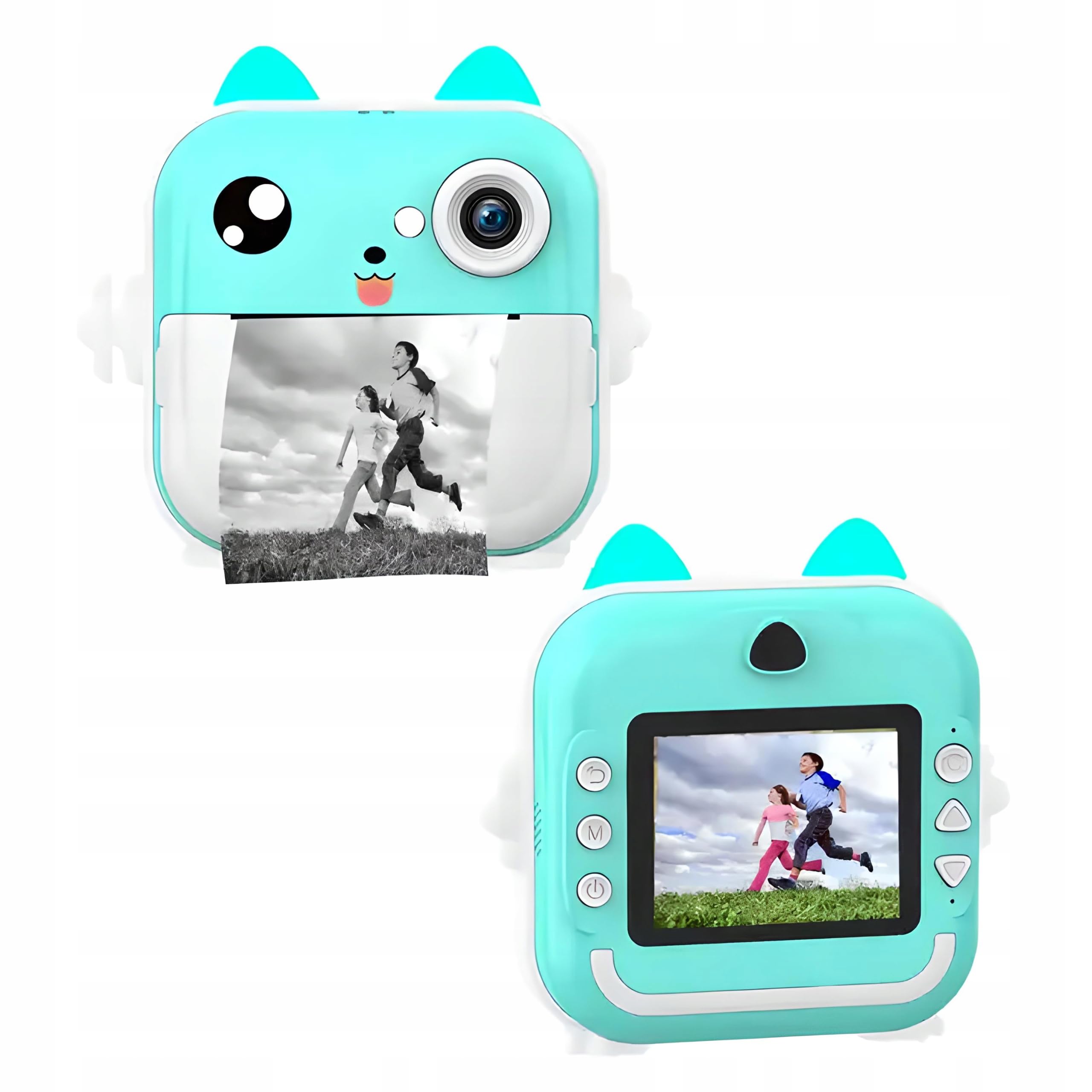 DRUKUŚ PRO MINI NIEBIESKI DRUKARKA TERMICZNA APARAT NATYCHMIASTOWY + 10 ROLEK GRATIS TERMICZNA DRUKARKA FOTOGRAFICZNA, ETYKIETY, NOTATKI, PAPIER PARAGONOWY, Z ROLKAMI PAPIERU DO SMARTFONA