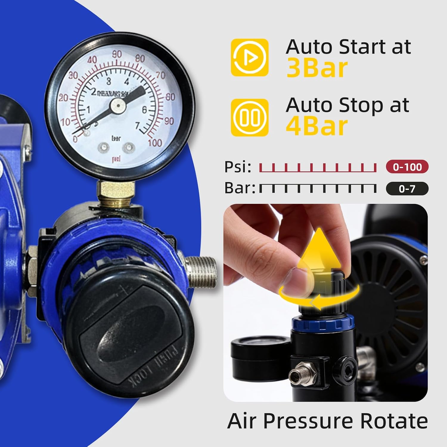 OPHIR 1/5HP Airbrush Kit with Compressor & 3.2L Tank, 0.2/0.3/0.8mm 3x Airbrushes, Cooling Fan, Hoses, Cleaning Tools & Color Mixing Wheel, Professional Hobby, Cake & Body Art Set
