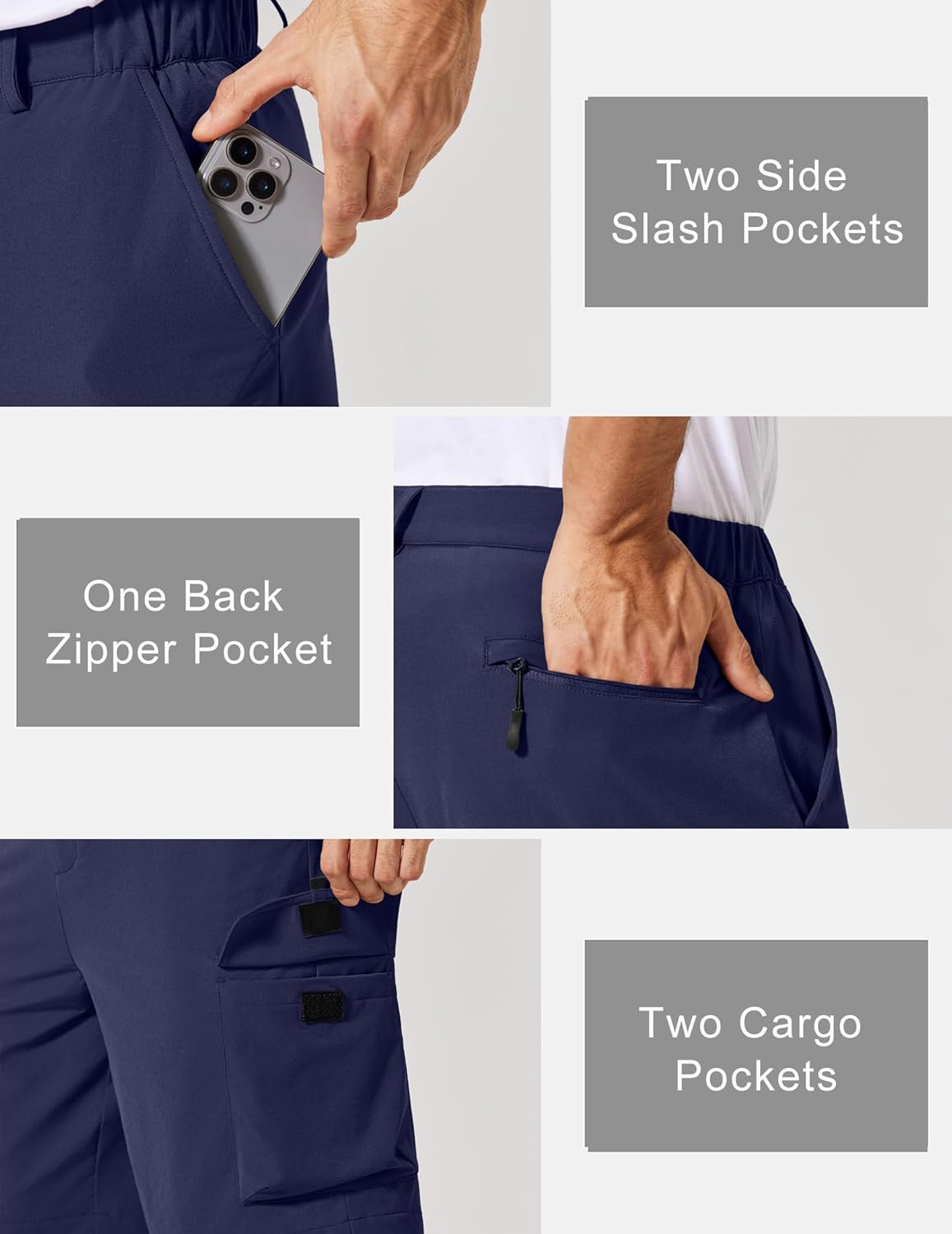 COOFANDY Mens Casual Shorts 9" Lightweight Cargo Shorts for Golf Hiking Work Fishing with 5 Pockets - Image 5