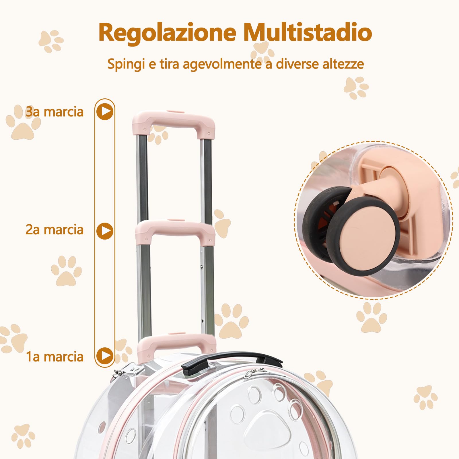 Galatée Valigia Trasparente Con Ruote Per Animali Domestici (Verde)