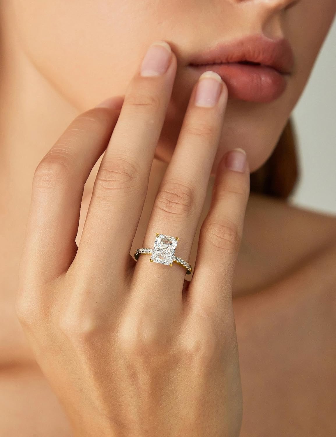 EAMTI 1/2/3/4CT 925 Sterling Silver Engagement Rings Radiant Cut Solitaire Cubic Zirconia CZ Wedding Promise Rings for Her Wedding Bands for Women Size 3-11