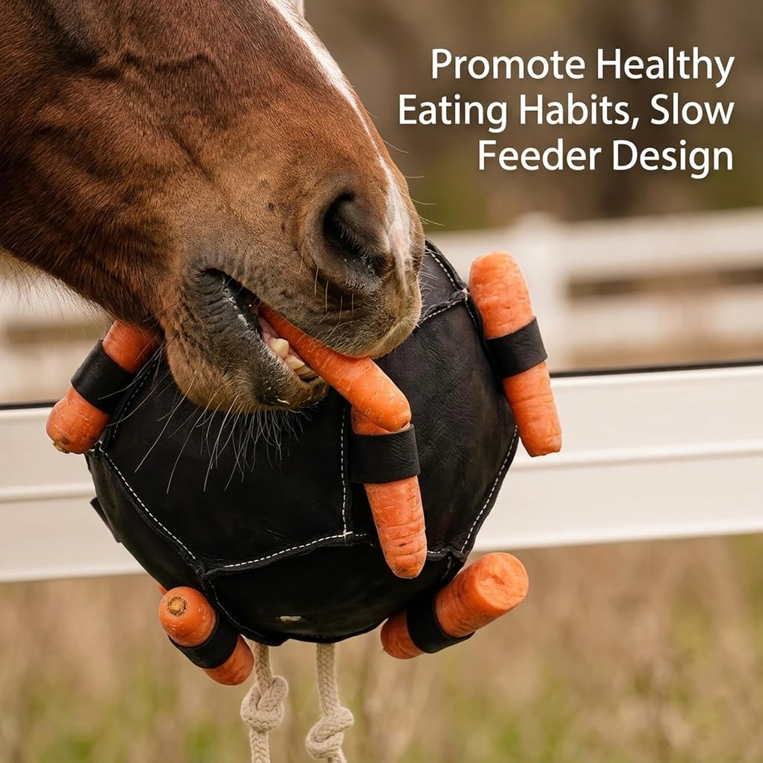 Horse Carrot Feeding Ball Toy,Fun Horse Carrot Feeder,Interactive Treat Feeding Ball Toys,Slow Feed Feeder,Treat Dispensing Tool,for Horses Cattle Sheep Goat Barn Farm Livestock (2pcs)