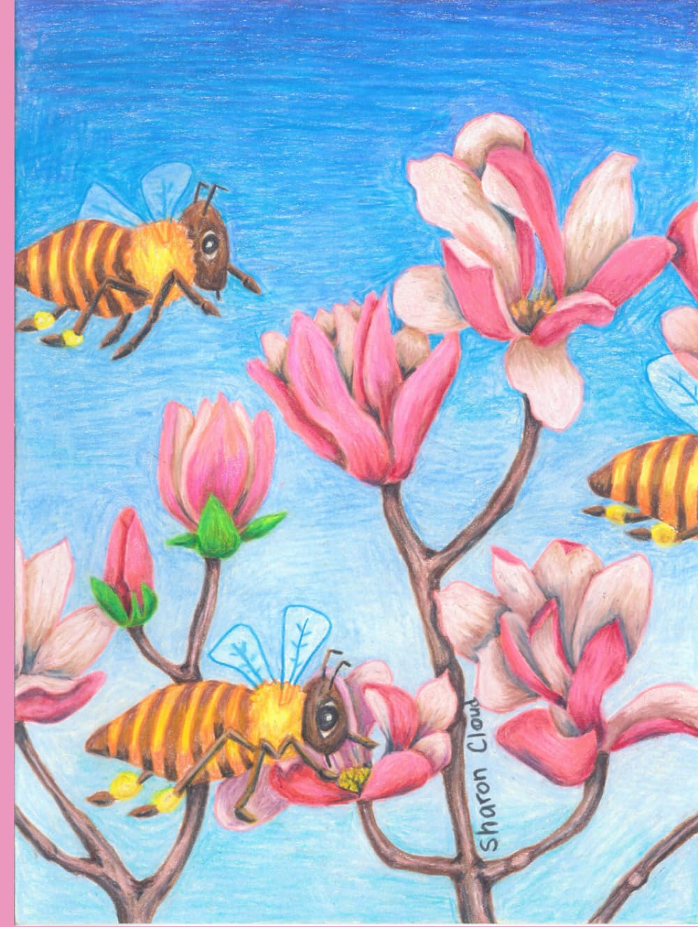 Carnet d'art Magnolias and Bumblebees Sharon Kay aux finitions de luxe