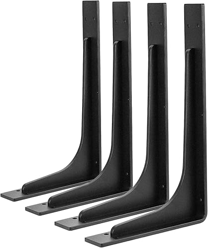 Soporte de estante de 12 x 7 pulgadas, soportes de estante L, carga máxima de 300 libras, ángulo vertical, soporte de estante de metal de aleación