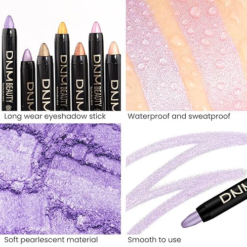 Miniatura 4 de AMY'S DIARY Sombra de ojos, lápiz crema en barra 4 piezas, sombra de ojos impermeable, verde claro, azul oscuro, brillante, metálico, sombra de ojos