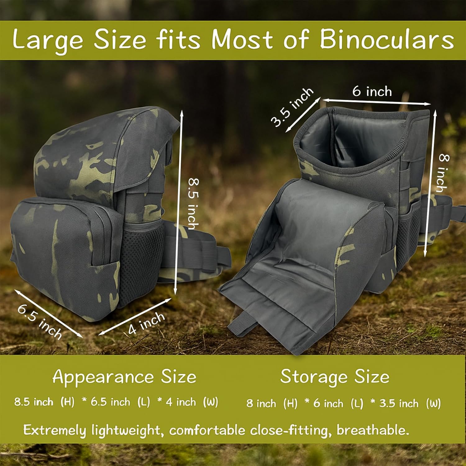 Tactical Binocular Harness Chest Pack, Bino Case Waterproof MOLLE Strap System, Rangefinder Pouch with Magnetic Closure, Camouflage