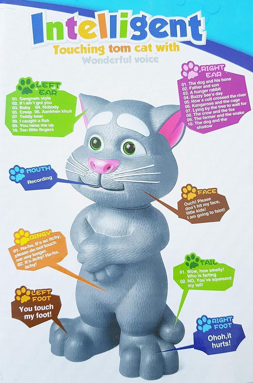 Talking Touching Tom Cat, Grey
