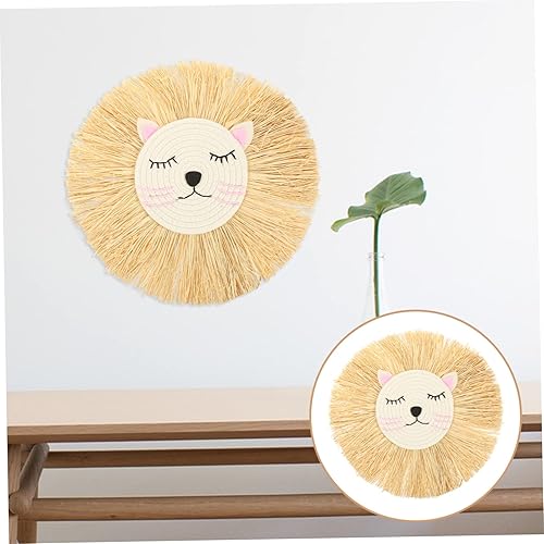Miniatura 6 de ibasenice Colgante de león tejido, accesorios para el hogar, colgante de macramé de león, habitación de niños, colgante de pared de león, adorno de
